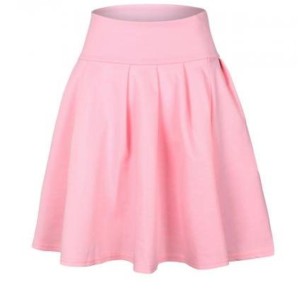 Pink High Rise Ruffled Mini Skater ..