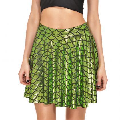 Summer Fish Scale Print Short Skirt..