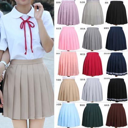 Girls High Waist Pleated Skirt Anim..