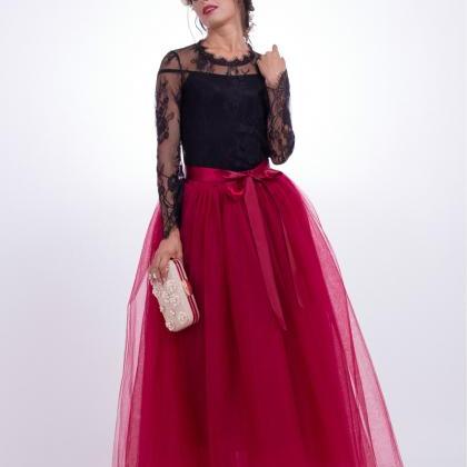 6 Layers Tulle Skirt Summer Maxi Lo..