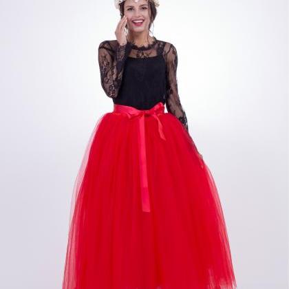 6 Layers Tulle Skirt Summer Maxi Lo..
