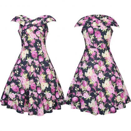 Vintage 50s 60s Floral Printed Wome..