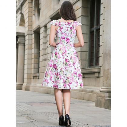 Vintage 50s 60s Floral Printed Wome..