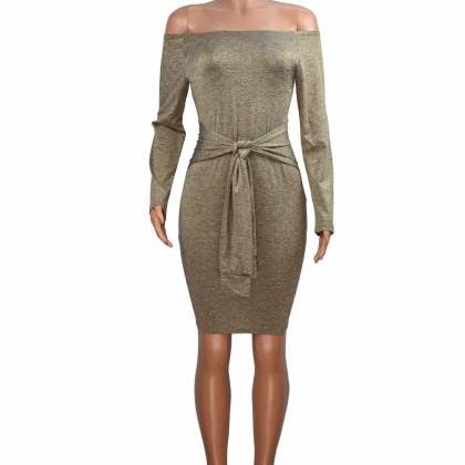 Off Shoulder Slash Neck Women Dress..