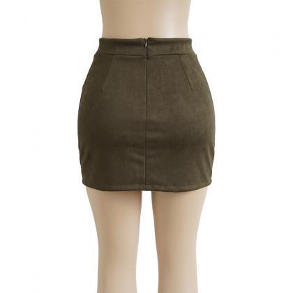Women Faux Suede Mini Skirt Classic..