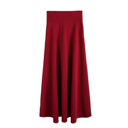 Burgundy High Rise Ruffled A-line Maxi Skirt, Plus Size on Luulla