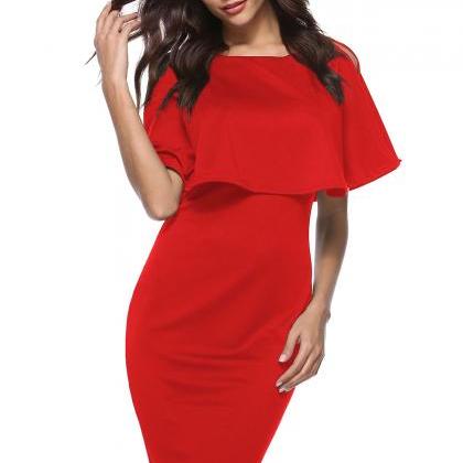 Women Ruffles Wrap Mini Party Dress Slim Off..