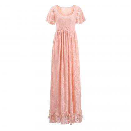 Long Lace Pregnant Dress Women Casual Ruffles..