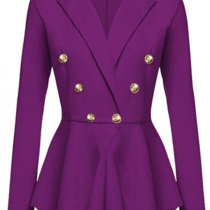 Women Slim Suit Coat Spring Autumn Metal Button..