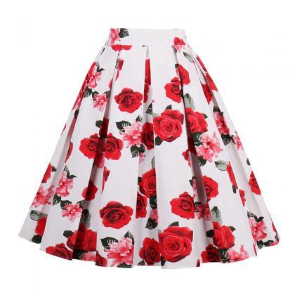Retro Floral Printed Summer Skirts ..
