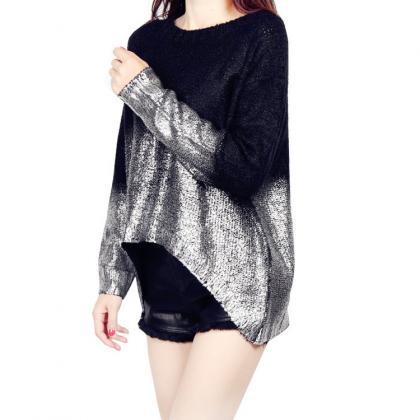 Women Knitted Sweater Gold Stamping..