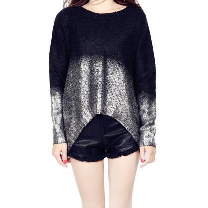 Women Knitted Sweater Gold Stamping..