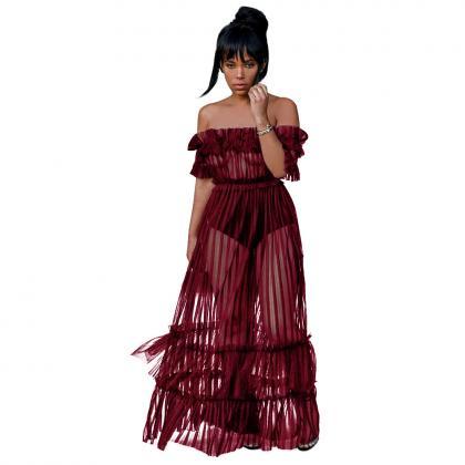 Sexy Off Shoulder Maxi Dress See Th..