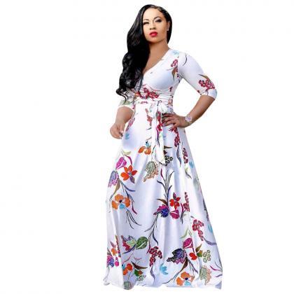 Women Floral Printed Maxi Dress V N..