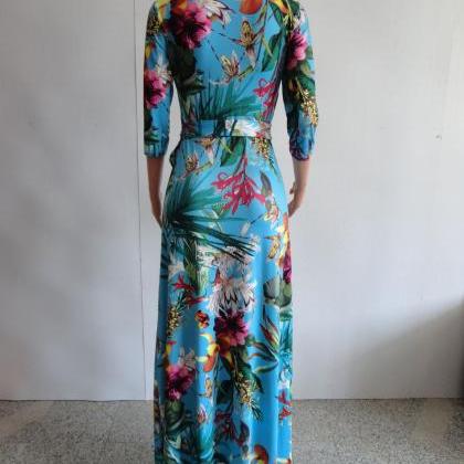  Women Floral Printed Maxi Dress V ..