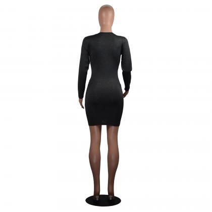 Women Pencil Dress Casual Long Slee..