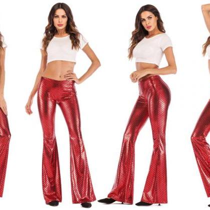 Women Fish Scale Printed Flare Pant..