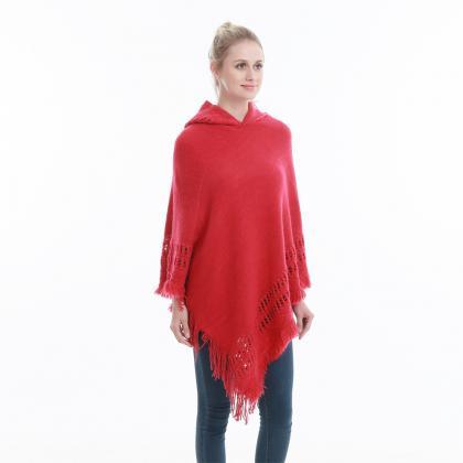 Women Tassel Cape Coat Autumn Winte..