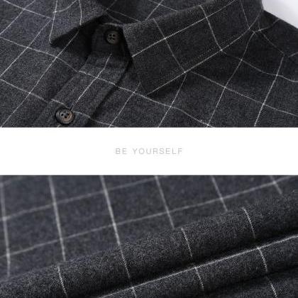 Men Plaid Shirt Spring Autumn Singl..