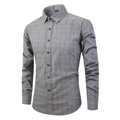  Men Plaid Shirt Spring Autumn Sing..