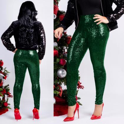 Women Sequined Pencil Pants With Li..