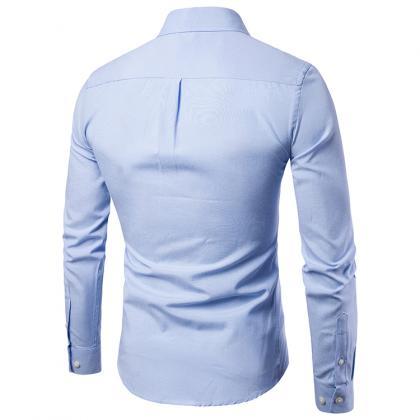 Men Shirt Spring Autumn Long Sleeve Turn-down..