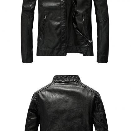Men Faux Pu Leather Jacket Fashion Casual Long..