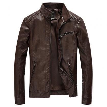  Men Faux PU Leather Jacket Fashion..