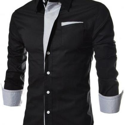 Men Shirt Spring Autumn Turn-down C..