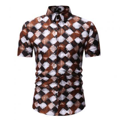 Men Floral Printed Shirt Summer Be..