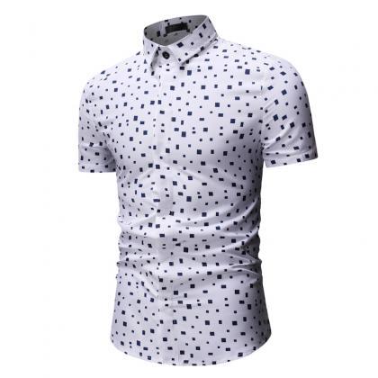 Men Floral Printed Shirt Summer Beach Short Sleeve..