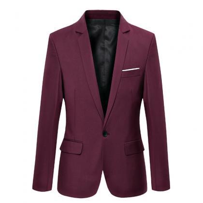 Men Blazer Coat Long Sleeve One Button Casual..