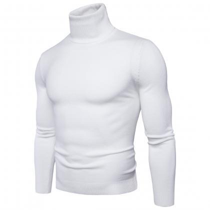 Men Knitted Sweater Autumn Winter Turtleneck Long..