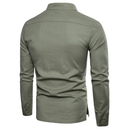  Men Shirt Spring Autumn Long Sleev..