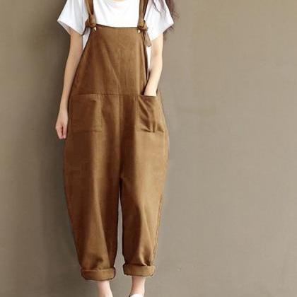 Women Suspender Pants Plus Size Cas..