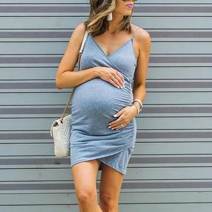 Women Maternity Dress Spaghetti Strap Plus Size..
