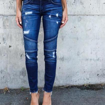  Women Skinny Jeans Mid Waist Stret..