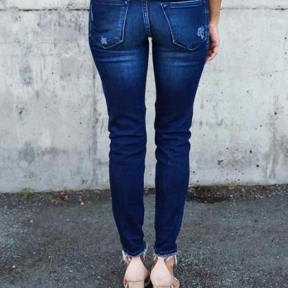 Women Skinny Jeans Mid Waist Stretch Pleated Slim..