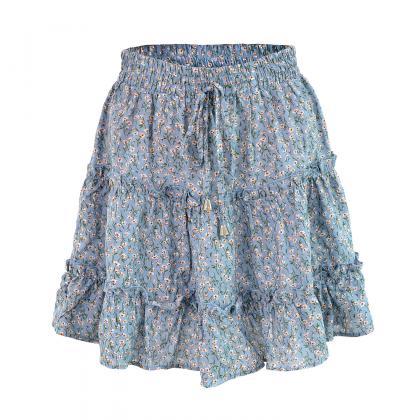 Women Mini Skirt High Waist Ruffles..