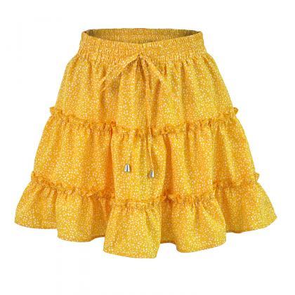  Women Mini Skirt High Waist Ruffle..