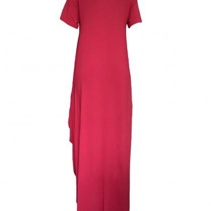Women Asymmetrical Dress Summer Short Sleeve..