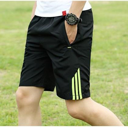 Men Sport Shorts Mid Waist Knee Length Quick Dry..