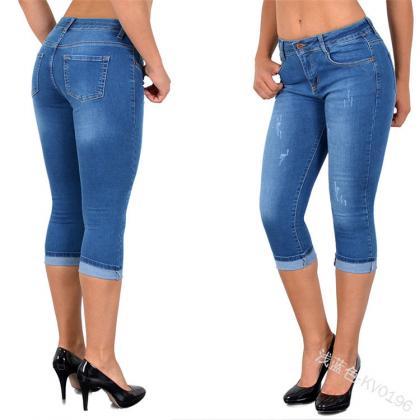 Women Jeans Summer High Waist Plus Size Slim..