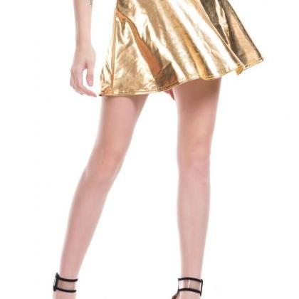 Women Mini Metallic Skirt Summer Hi..