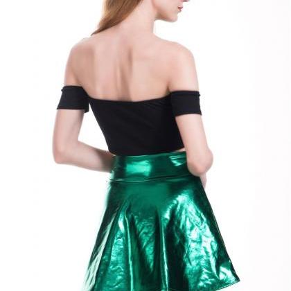 Women Mini Metallic Skirt Summer Hi..