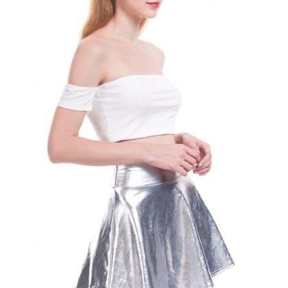  Women Mini Metallic Skirt Summer H..
