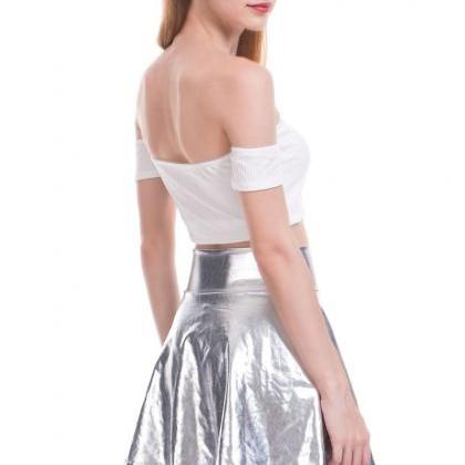  Women Mini Metallic Skirt Summer H..