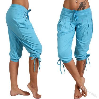  Women Cropped Pants Summer Sequine..