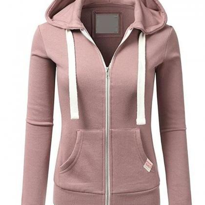 Women Casual Zipper Hoodie Hooded Sweatshirt Coat..