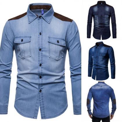 New Fashion Men Shirt Long Sleeve D..